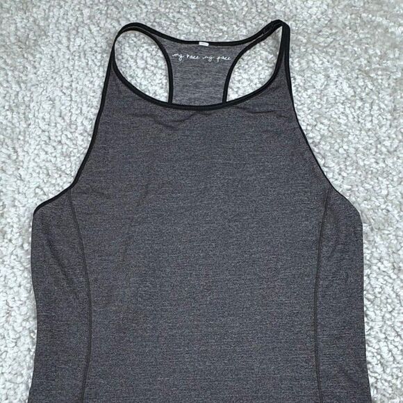 Lululemon Time To Sweat Tank My Race My Pace Heathered Black Gray - Picture 6 of 9
